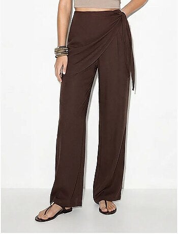 Pantalon large en crêpe à taille haute lucci