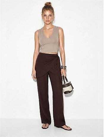 Pantalon large en crêpe à taille haute lucci