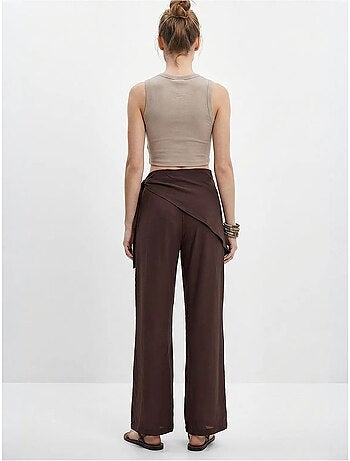 Pantalon large en crêpe à taille haute lucci