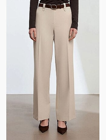 Pantalon large en crêpe à taille mi-haute dilvin