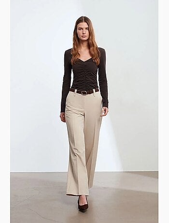 Pantalon large en crêpe à taille mi-haute dilvin