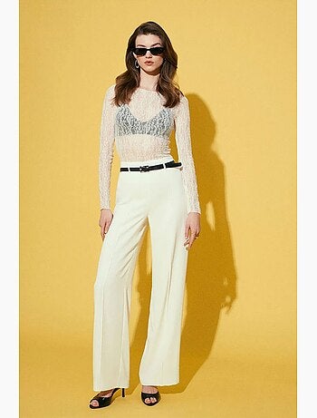 Pantalon large en crêpe avec ceinture dilvin