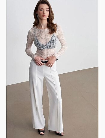 Pantalon large en crêpe avec ceinture dilvin