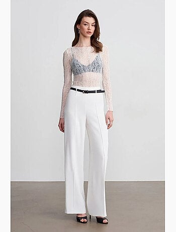 Pantalon large en crêpe avec ceinture dilvin
