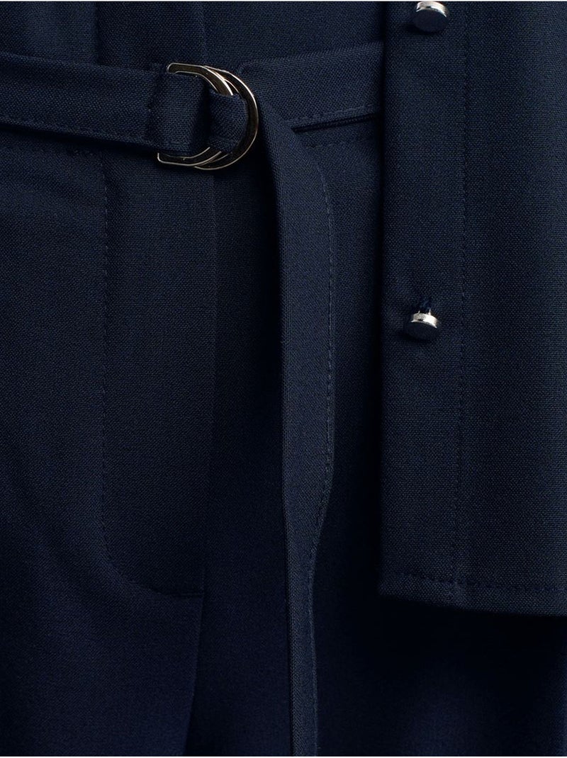 Pantalon large en crêpe avec ceinture dilvin Bleu marine - Kiabi