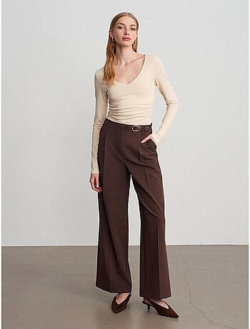 Pantalon large en crêpe avec ceinture dilvin
