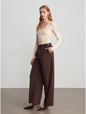 Pantalon large en crêpe avec ceinture dilvin