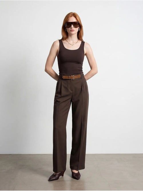 Pantalon large en crêpe avec ceinture dilvin - Kiabi