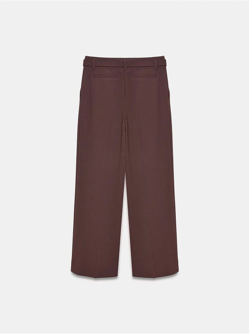 Pantalon large en crêpe avec ceinture dilvin Marron - Kiabi