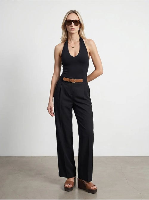 Pantalon large en crêpe avec ceinture dilvin - Kiabi Pantalon large en crêpe avec ceinture dilvin - Kiabi