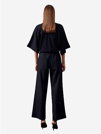 DILVIN Pantalon Large En Crêpe Avec Ceinture
