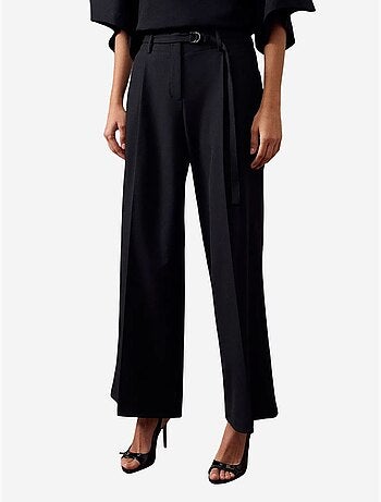DILVIN Pantalon Large En Crêpe Avec Ceinture