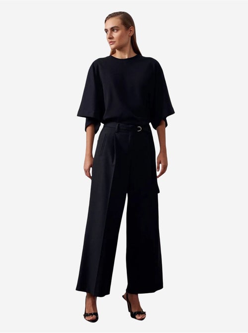 Pantalon large en crêpe avec ceinture dilvin - Kiabi Pantalon large en crêpe avec ceinture dilvin - Kiabi