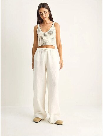 Pantalon large en crêpe de coton lucci