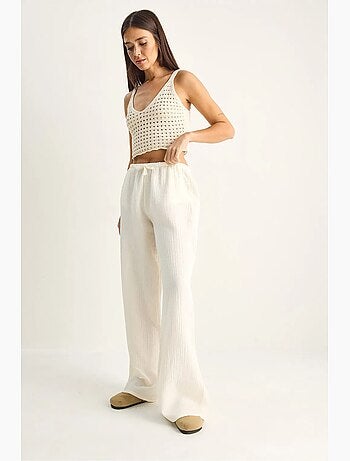 Pantalon large en crêpe de coton lucci