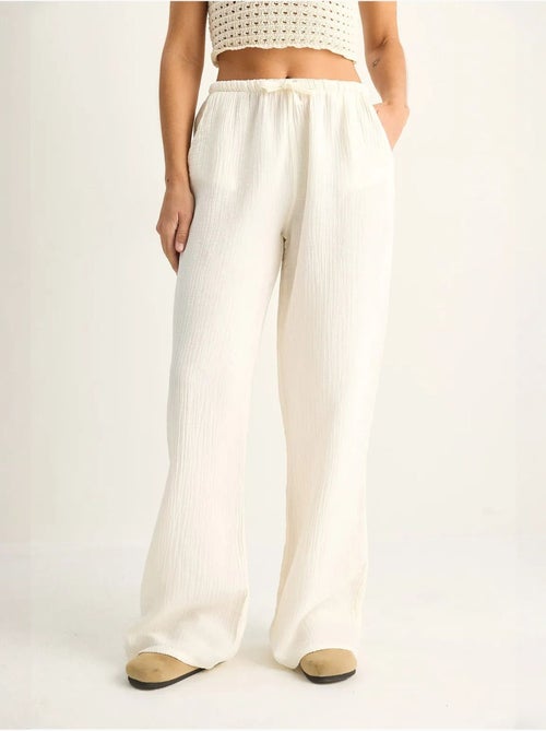 Pantalon large en crêpe de coton lucci - Kiabi Pantalon large en crêpe de coton lucci - Kiabi