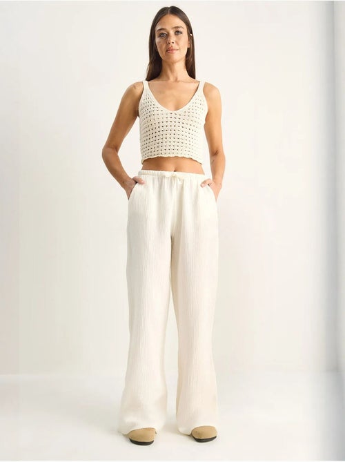 Pantalon large en crêpe de coton lucci - Kiabi Pantalon large en crêpe de coton lucci - Kiabi