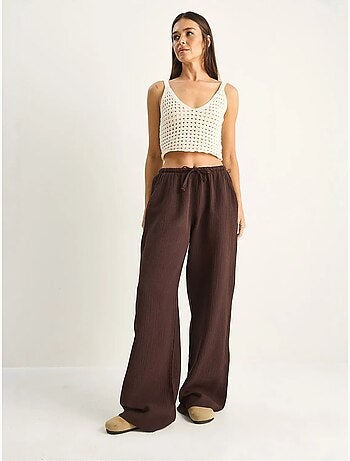 Pantalon large en crêpe de coton lucci