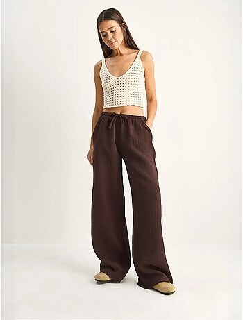 Pantalon large en crêpe de coton lucci