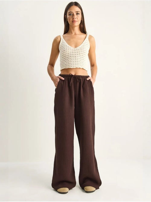 Pantalon large en crêpe de coton lucci - Kiabi Pantalon large en crêpe de coton lucci - Kiabi