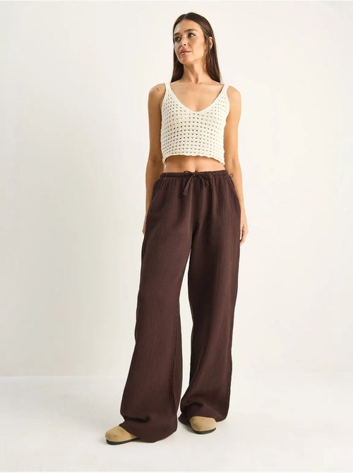 Pantalon large en crêpe de coton lucci - Kiabi Pantalon large en crêpe de coton lucci - Kiabi