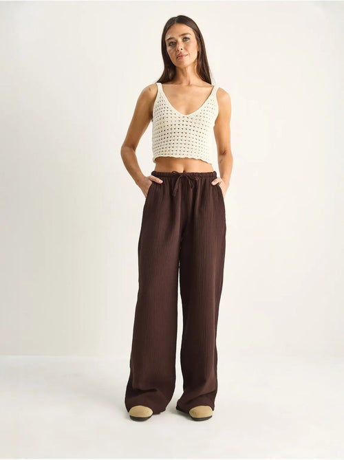 Pantalon large en crêpe de coton lucci - Kiabi Pantalon large en crêpe de coton lucci - Kiabi