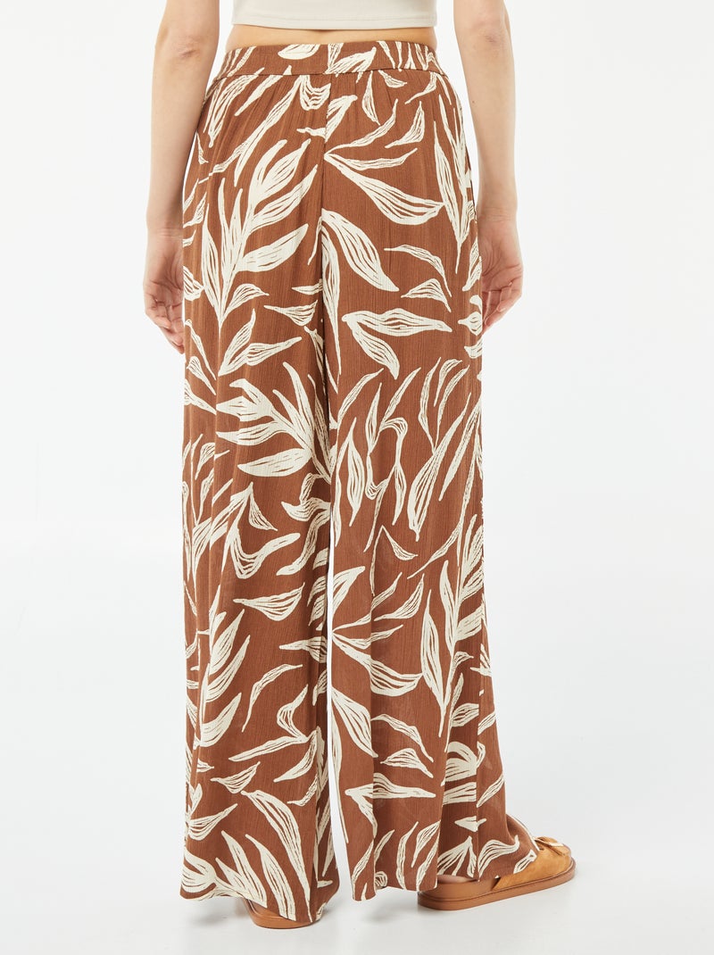 Pantalon large en crêpe MARRON - Kiabi