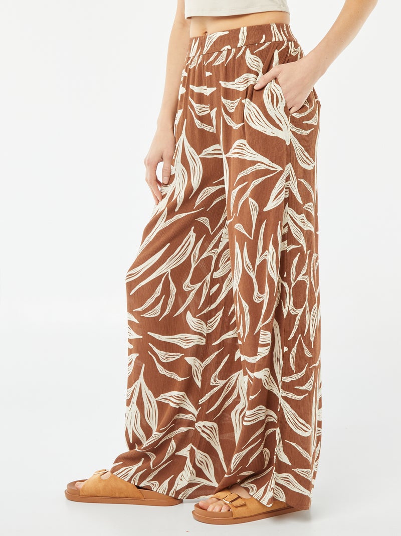 Pantalon large en crêpe MARRON - Kiabi