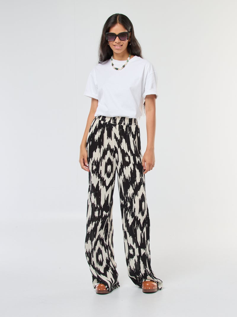 Pantalon large en crêpe Noir - Kiabi