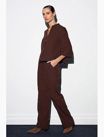 Pantalon large en crêpe pour femme dilvin