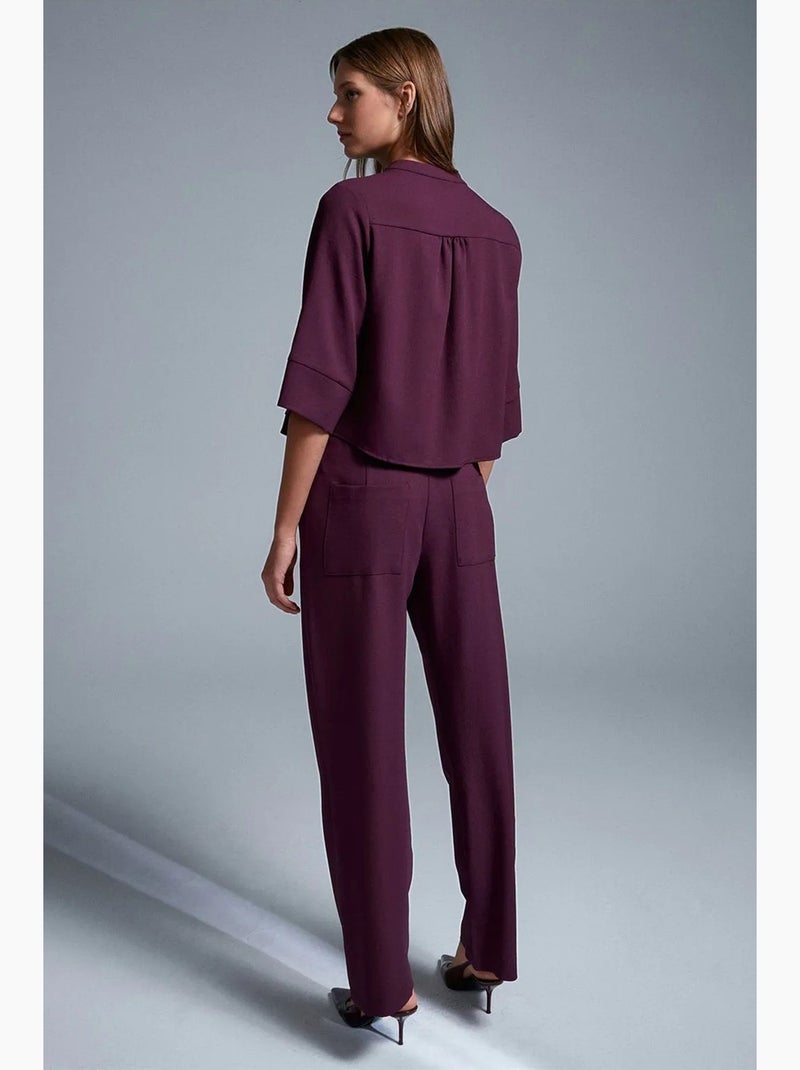 Pantalon large en crêpe pour femme dilvin Rouge bordeaux - Kiabi