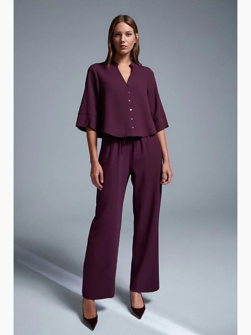 Pantalon large en crêpe pour femme dilvin Rouge bordeaux - Kiabi
