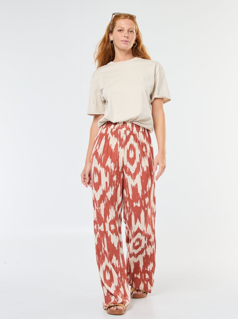 Pantalon large en crêpe Terracotta - Kiabi