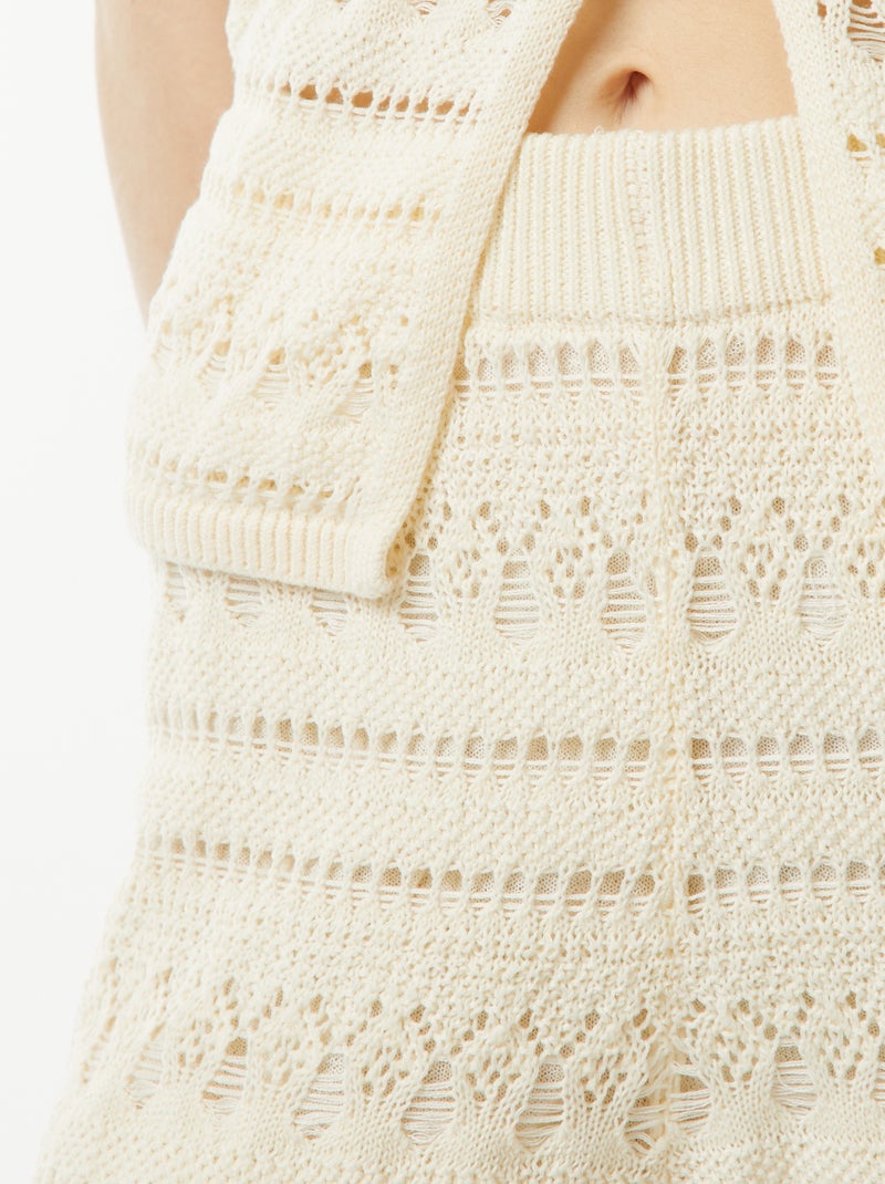 Pantalon large en crochet beige Ado fille Kiabi