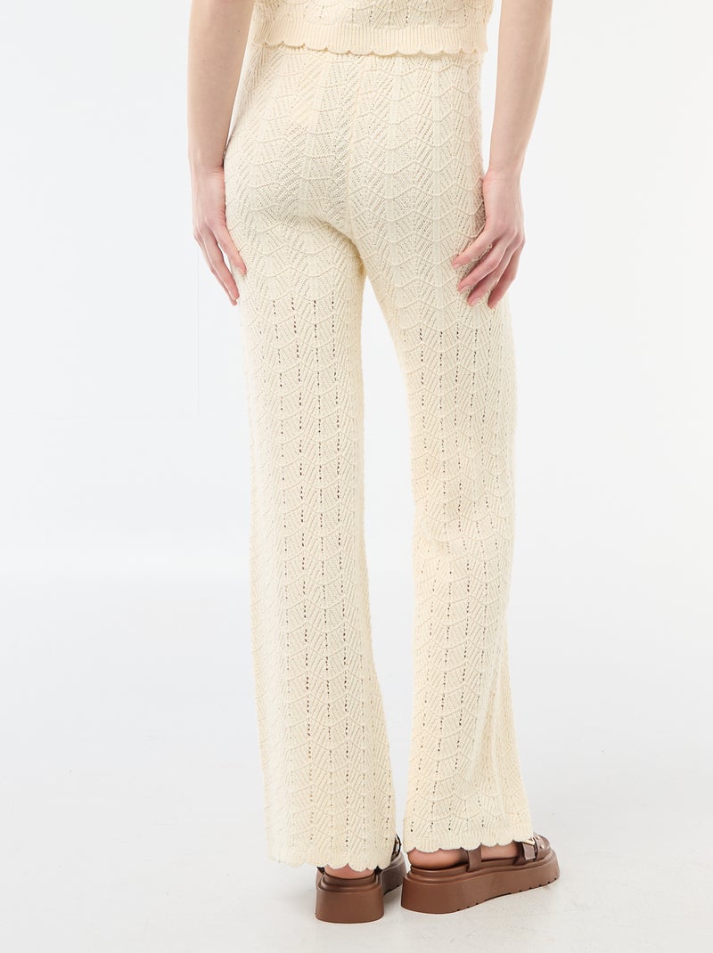 Pantalon large en crochet Beige - Kiabi