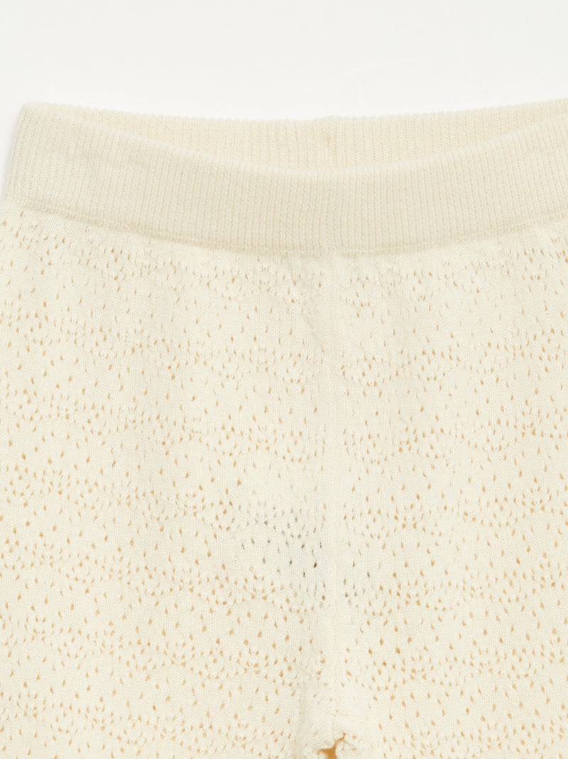 Pantalon large en crochet BLANC - Kiabi