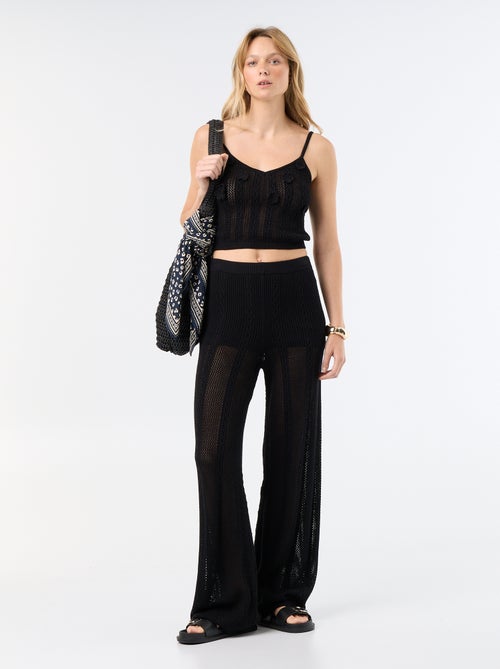 Pantalon large en crochet - Kiabi
