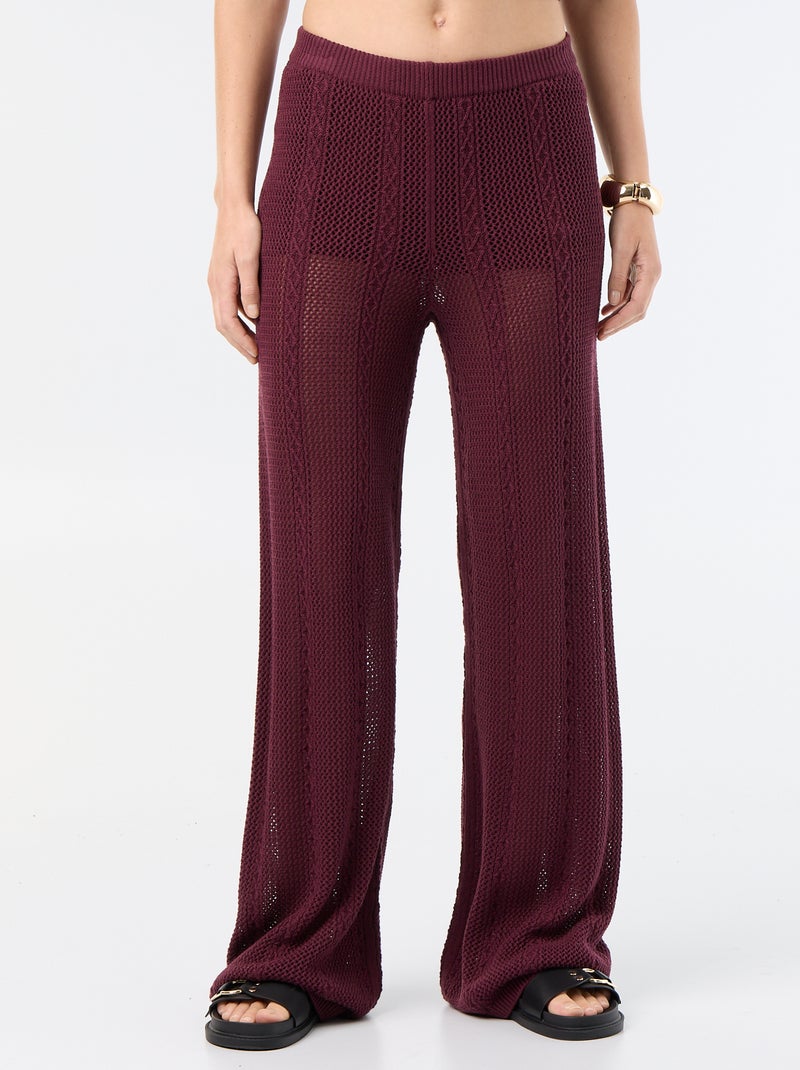 Pantalon large en crochet Rouge - Kiabi