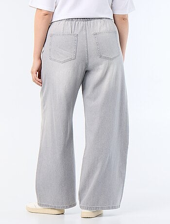 Pantalon large en denim avec ceinture à nouer