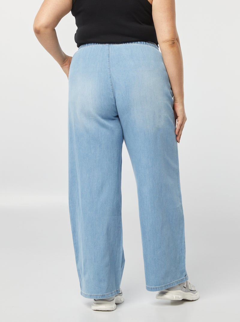 Pantalon large en denim avec taille smockée Denim - Kiabi