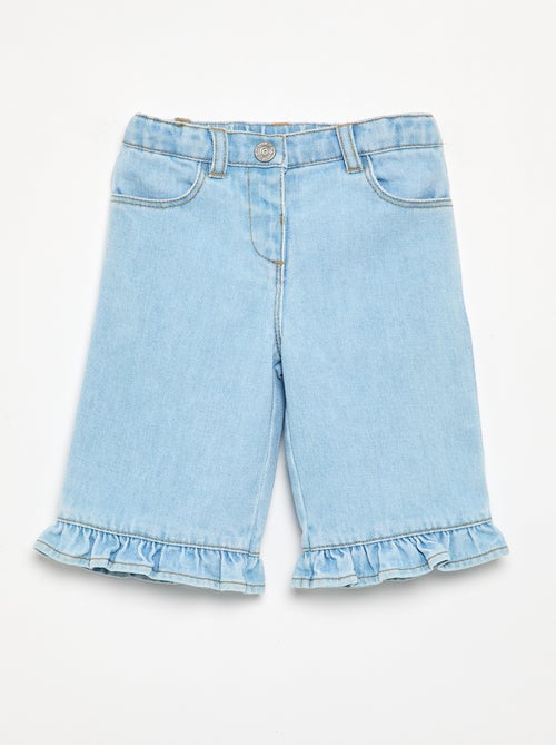 Pantalon large en denim avec volants - Kiabi