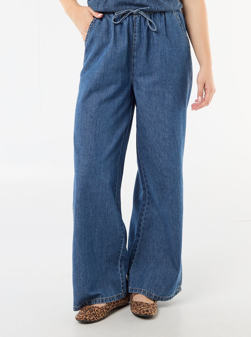 Pantalon large en denim Bleu - Kiabi
