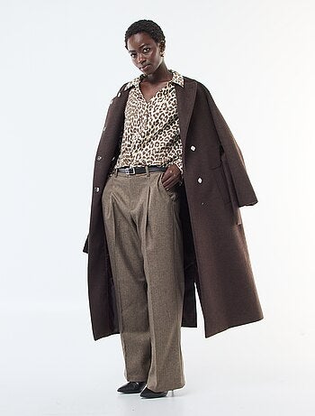 Pantalon large en flanelle avec ceinture