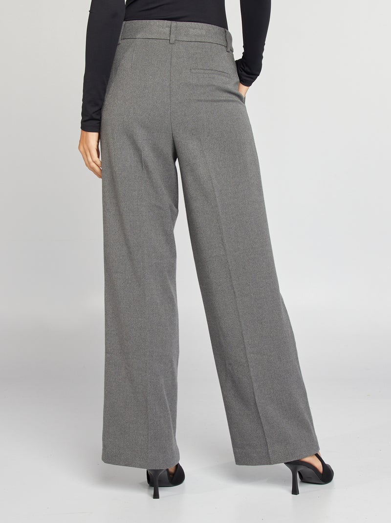 Pantalon large en flanelle Gris - Kiabi
