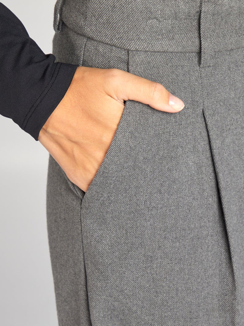 Pantalon large en flanelle Gris - Kiabi