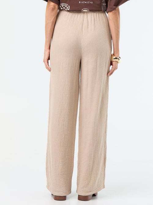 Pantalon large en gaze de coton - Kiabi