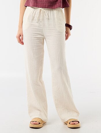 Pantalon large en gaze de coton biologique pour femme