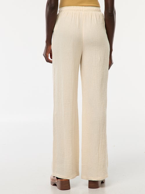 Pantalon large en gaze de coton - Kiabi