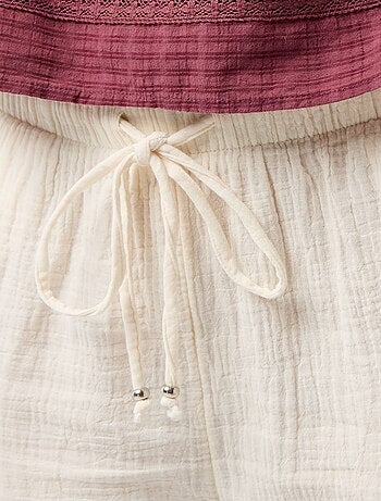 Pantalon large en gaze de coton