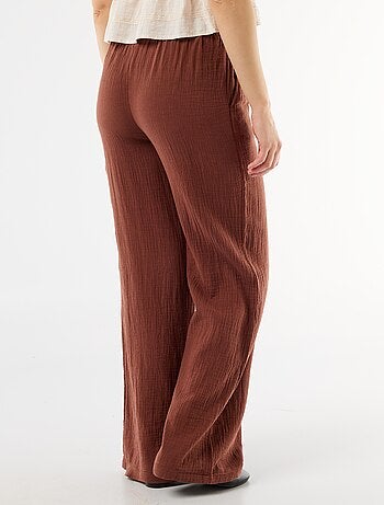 Pantalon large en gaze de coton biologique pour femme